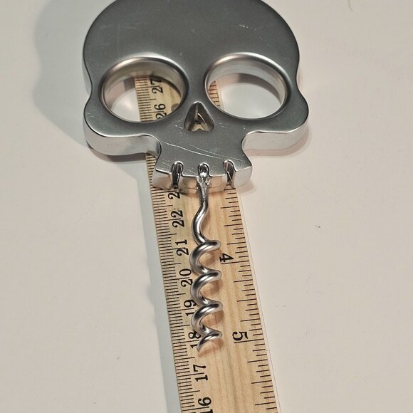 Fred Bar Bones Corkscrew Solid Silver Colored Skull Head Corkscrew 5" x 2.75" - Picture 5 of 6
